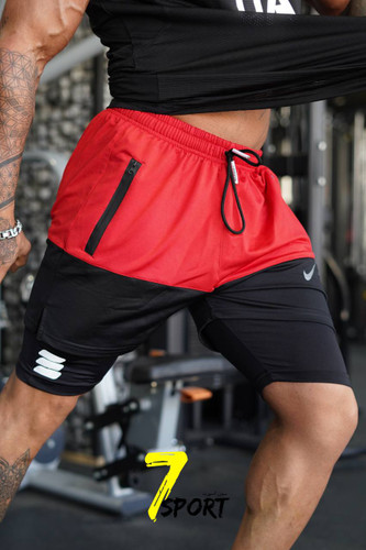 شلوارک استرج کشاله دار مخصوص بدنسازی برند نایک NIKE